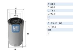 Ufi 2310100 - [*] FILTRO ACEITE FIAT, DIV.