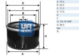 Ufi 2310300 - [*] FILTRO ACEITE OPEL, DIV.