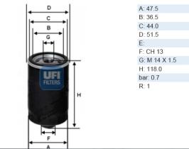 Ufi 2310400 - FILTRO ACEITE RUGGERINI,SLANZI