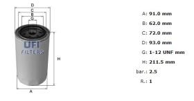 Ufi 2310601 - [*]FILTRO ACEITE ROSC.