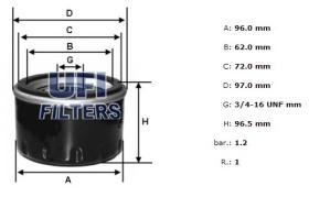 Ufi 2312700 - [*]FILTRO ACEITE ROSC.