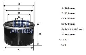 Ufi 2312702 - [*]FILTRO ACEITE ROSC.