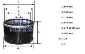 Ufi 2312704 - [*]FILTRO ACEITE ROSC.