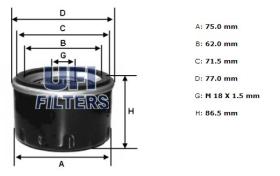 Ufi 2312902 - [*]FILTRO ACEITE ROSC.