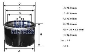 Ufi 2313300 - [*]FILTRO ACEITE ROSC.