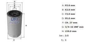 Ufi 2316403 - [*]FILTRO ACEITE ROSC.