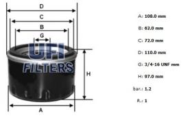 Ufi 2316600 - [*]FILTRO ACEITE ROSC.