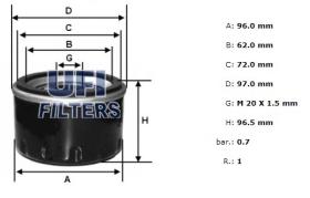 Ufi 2317700 - [*]FILTRO ACEITE ROSC.