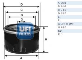 Ufi 2318800 - [*] FILTRO ACEITE FORD