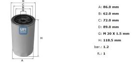 Ufi 2320000 - [*]FILTRO ACEITE ROSC.