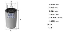 Ufi 2323700 - [*]FILTRO ACEITE ROSC.