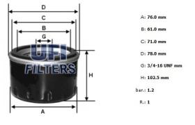 Ufi 2324200 - [*]FILTRO ACEITE ROSC.