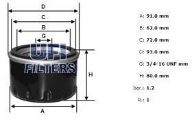 Ufi 2325700 - [*]FILTRO ACEITE ROSC.