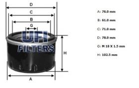 Ufi 2327800 - [*]FILTRO ACEITE ROSC.