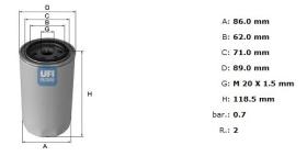 Ufi 2328100 - [*]FILTRO ACEITE ROSC.