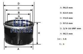 Ufi 2329000 - [*]FILTRO ACEITE ROSC.