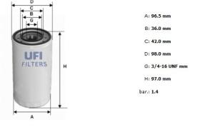 Ufi 2331300 - [*]FILT.ACEITE ROSC.3 FILTR.