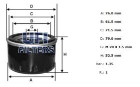 Ufi 2341800 - [*]FILTRO ACEITE ROSC.