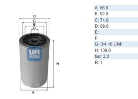 Ufi 2342900 - [*] FILTRO ACEITE FORD, SEAT, VW