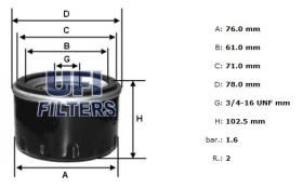 Ufi 2344400 - [*]FILTRO ACEITE ROSC.