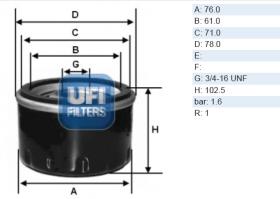 Ufi 2344500 - [*] FILTRO ACEITE ALFA ROMEO, FIAT,