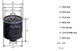 Ufi 2345300 - [*]FILTRO ACEITE ROSC.