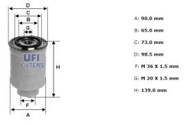 Ufi 2436600 - [*]FILTRO GASOIL ROSC.