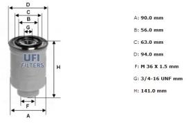 Ufi 2437400 - [*]FILTRO GASOIL ROSC.