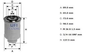 Ufi 2437500 - [*]FILTRO GASOIL ROSC.