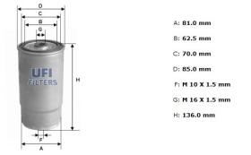 Ufi 2452500 - [*]FILTRO GASOIL ROSC.