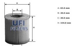 Ufi 2501100 - [*]FILTRO ACEITE ECO CART.