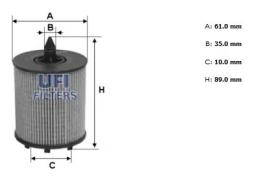 Ufi 2502400 - [*]FILTRO ACEITE ECO CART.