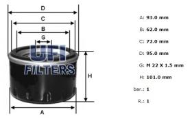 Ufi 2346300 - [*]FILTRO ACEITE ROSC.