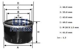 Ufi 2347000 - [*]FILTRO ACEITE ROSC.