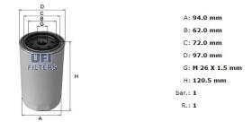 Ufi 2347200 - [*]FILTRO ACEITE ROSC.