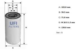 Ufi 2347500 - [*]FILTRO ACEITE ROSC.