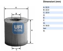 Ufi 2503500 - [*]FILTRO ACEITE ECO CART.SMART