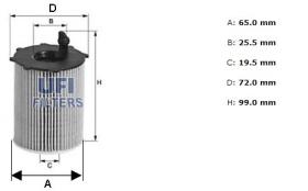 Ufi 2503700 - [*]FILTRO ACEITE ECO CART.