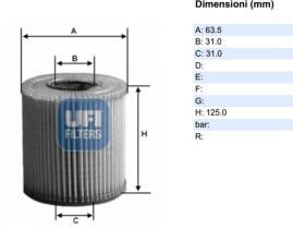 Ufi 2504000 - [*]FILTRO ACEITE ECO CART.AUDI ,SEAT ,VW