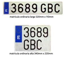 Matriculas 145101SE - Placa europea alta 340x220 mm.