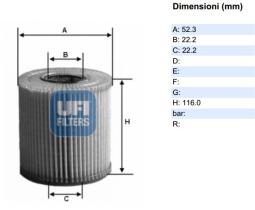 Ufi 2506700 - [*]FILTRO ACEITE ECO CART.MERCEDES