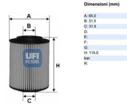 Ufi 2507200 - [*]FILTRO ACEITE ECO CART.HONDA