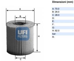 Ufi 2507700 - [*]FILTRO ACEITE ECO CART.TOYOTA