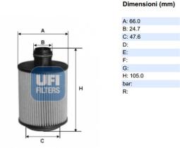 Ufi 2505500 - FILTRO ACEITE.OPEL