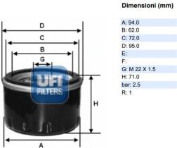 Ufi 2348900 - FILTRO ACEITE